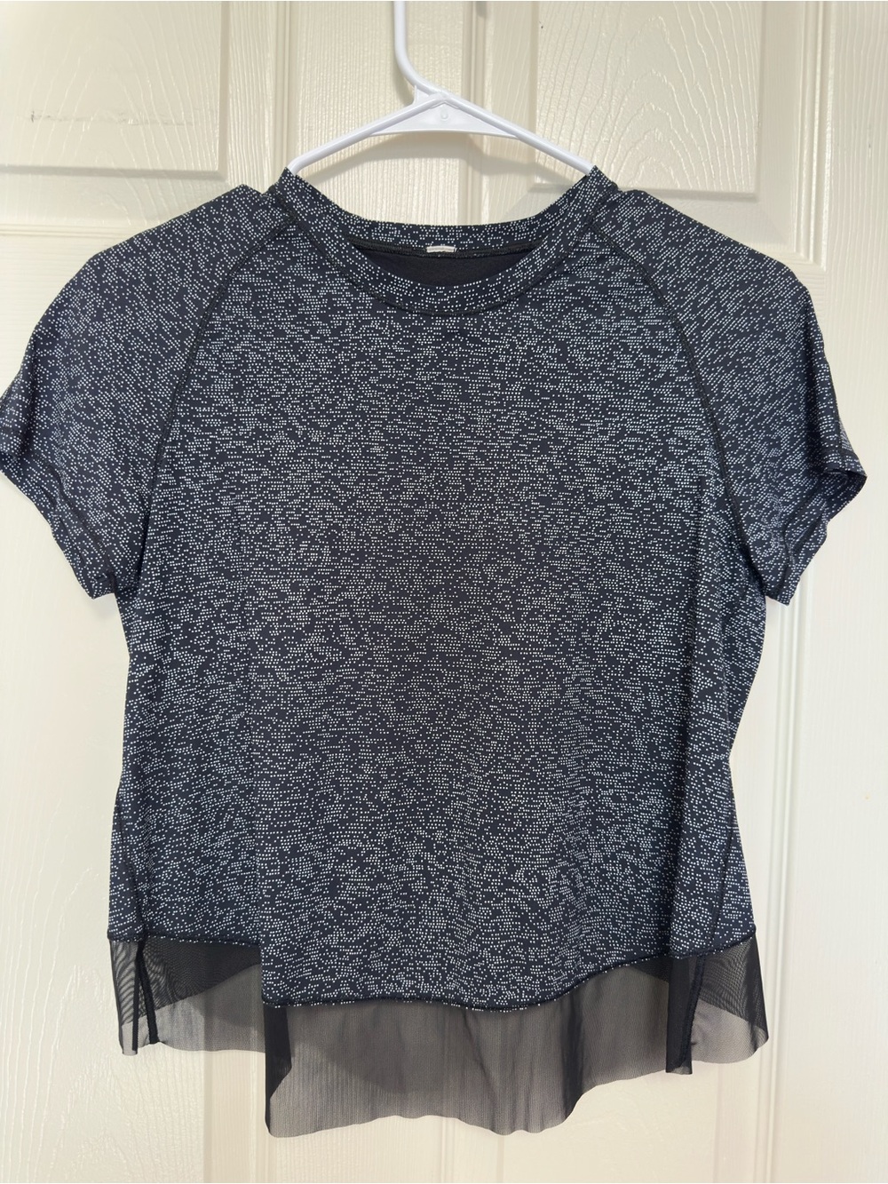 lululemon athletica Navy Space-Dye Short Sleeve Top with Mesh Hem